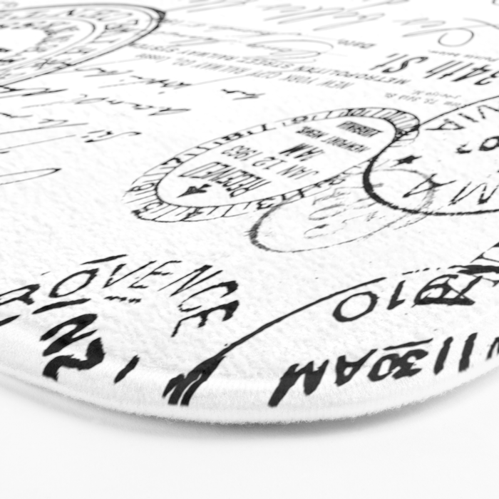 Vintage handwriting black and white Bath Mat Gallery Image 3
