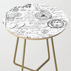 Vintage handwriting black and white Side Table Gallery Image 2