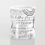 Vintage handwriting black and white Coffee Mug Gallery Image 4