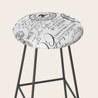 Vintage handwriting black and white Stool Gallery Image 2