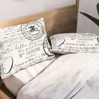 Vintage handwriting black and white Pillow Sham Gallery Image 2
