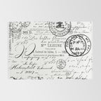 Vintage handwriting black and white Rug Gallery Image 2