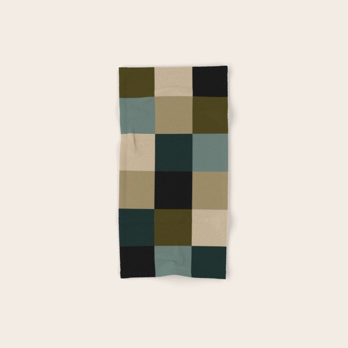 Bold Earthy Checks Pattern - Large IV Bath Towel Gallery Image 1