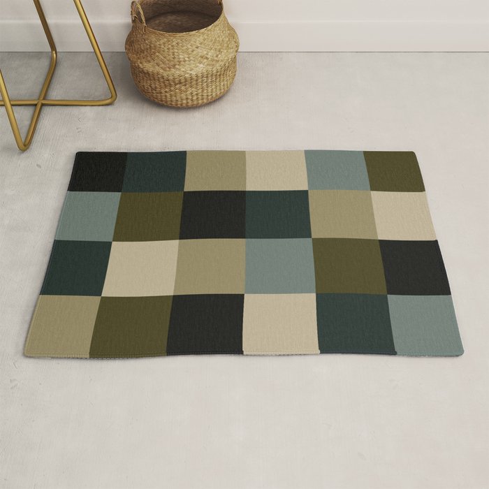 Bold Earthy Checks Pattern - Large IV Rug Gallery Image 1
