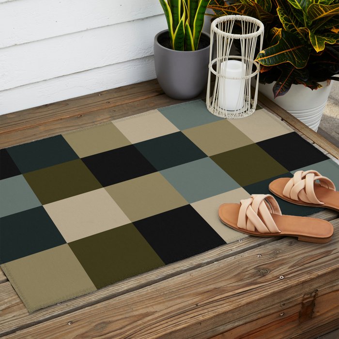 Bold Earthy Checks Pattern - Large IV Outdoor Rug Gallery Image 2