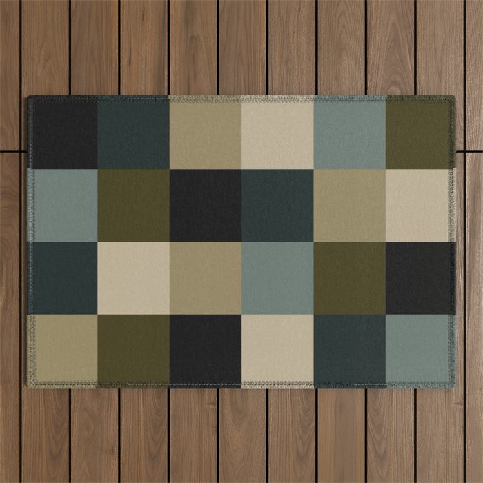 Bold Earthy Checks Pattern - Large IV Outdoor Rug Gallery Image 1