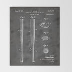 Baseball Bat Patent - Baseball Art - Black Chalkboard Throw Blanket Gallery Image 2