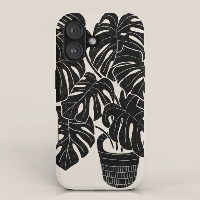 Black & White Plants / Monstera Deliciosa iPhone Case Gallery Image 1