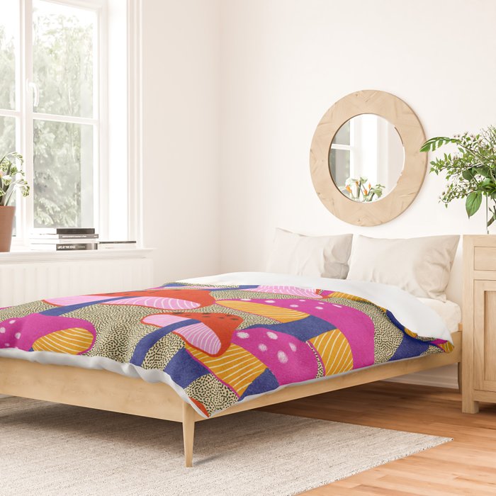 Red and Pink Mushroom print - Amsterdam Market Duvet Cover Gallery Image 2