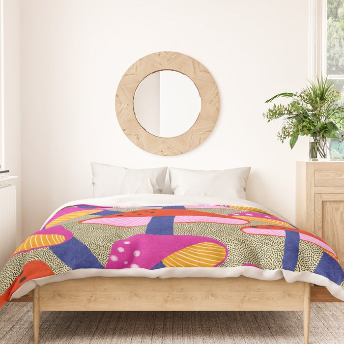 Red and Pink Mushroom print - Amsterdam Market Duvet Cover Gallery Image 3