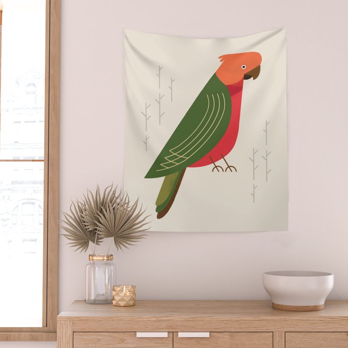 Australian King Parrot, Bird of Australia Wall Tapestry Gallery Image 2