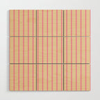 Simple Fresh Country Stripes Narrow Vertical Stripe Pattern in Pink and Cream Wood Wall Art Gallery Image 1