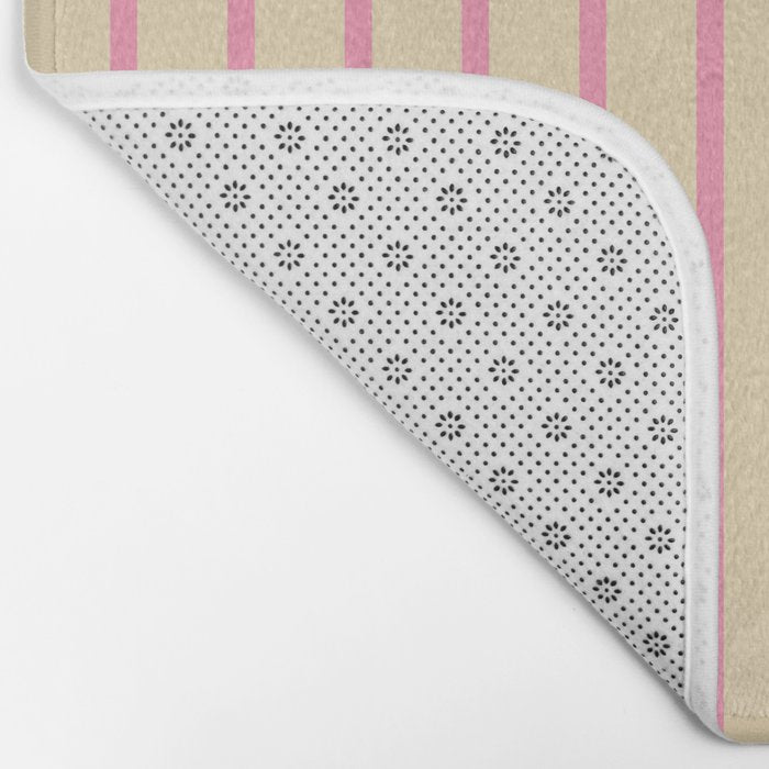 Simple Fresh Country Stripes Narrow Vertical Stripe Pattern in Pink and Cream Bath Mat Gallery Image 2