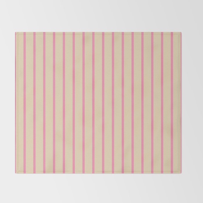 Simple Fresh Country Stripes Narrow Vertical Stripe Pattern in Pink and Cream Throw Blanket Gallery Image 2