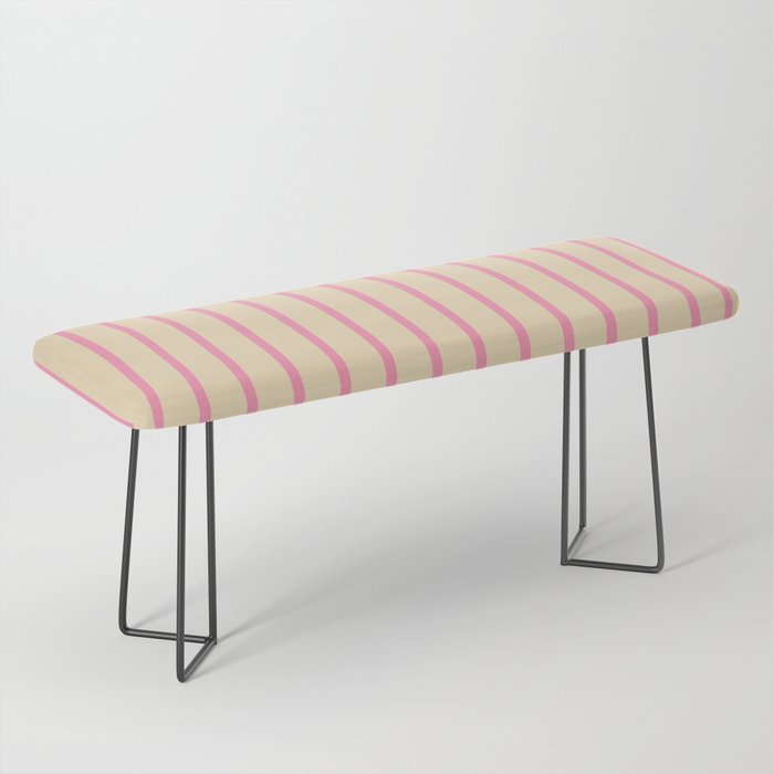 Simple Fresh Country Stripes Narrow Vertical Stripe Pattern in Pink and Cream Bench Gallery Image 1