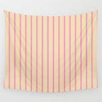 Simple Fresh Country Stripes Narrow Vertical Stripe Pattern in Pink and Cream Wall Tapestry Gallery Image 4