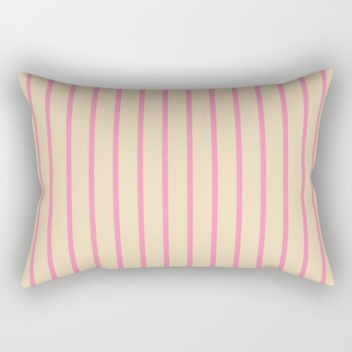 Simple Fresh Country Stripes Narrow Vertical Stripe Pattern in Pink and Cream Rectangular Pillow Gallery Image 2