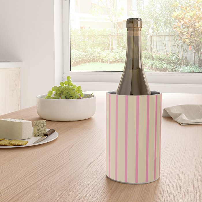 Simple Fresh Country Stripes Narrow Vertical Stripe Pattern in Pink and Cream Wine Chiller Gallery Image 4