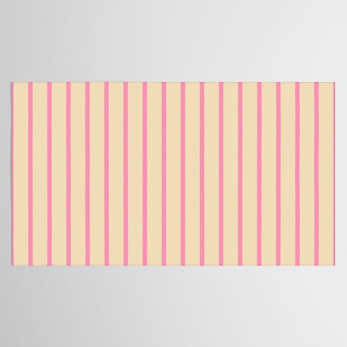 Simple Fresh Country Stripes Narrow Vertical Stripe Pattern in Pink and Cream Tablecloth Gallery Image 2