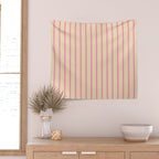 Simple Fresh Country Stripes Narrow Vertical Stripe Pattern in Pink and Cream Wall Tapestry Gallery Image 2