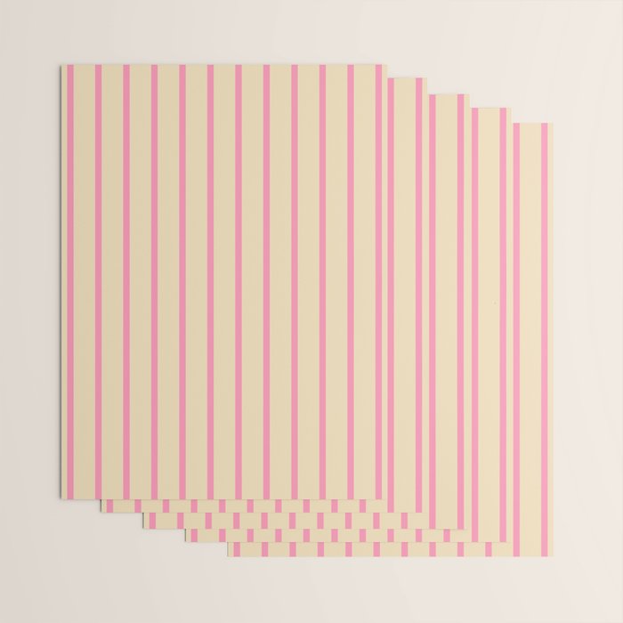 Simple Fresh Country Stripes Narrow Vertical Stripe Pattern in Pink and Cream Wrapping Paper Gallery Image 3
