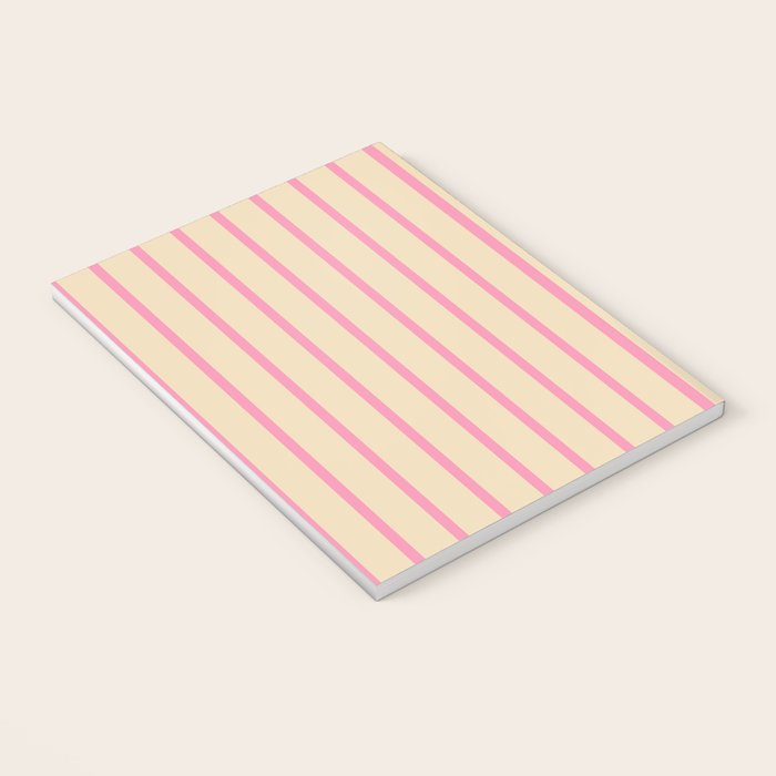 Simple Fresh Country Stripes Narrow Vertical Stripe Pattern in Pink and Cream Notebook Gallery Image 3