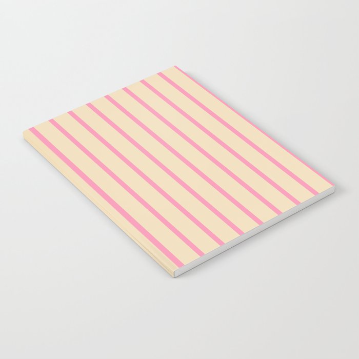 Simple Fresh Country Stripes Narrow Vertical Stripe Pattern in Pink and Cream Notebook Gallery Image 1