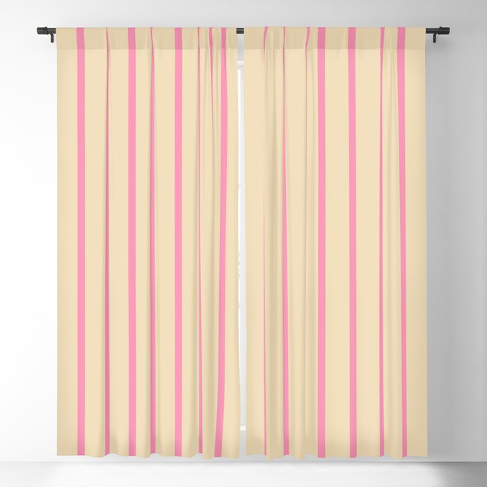 Simple Fresh Country Stripes Narrow Vertical Stripe Pattern in Pink and Cream Window Curtain Gallery Image 1