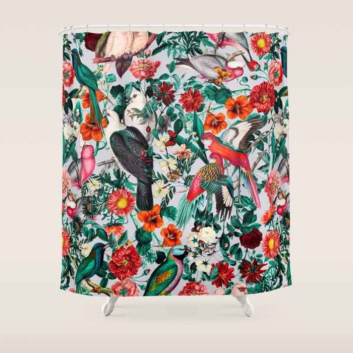 FLORAL AND BIRDS XIV Shower Curtain Gallery Image 1