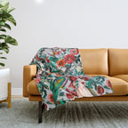 FLORAL AND BIRDS XIV Throw Blanket Gallery Image 1