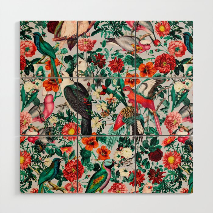 FLORAL AND BIRDS XIV Wood Wall Art Gallery Image 1