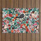 FLORAL AND BIRDS XIV Outdoor Rug Gallery Image 1