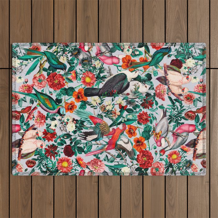 FLORAL AND BIRDS XIV Outdoor Rug Gallery Image 1