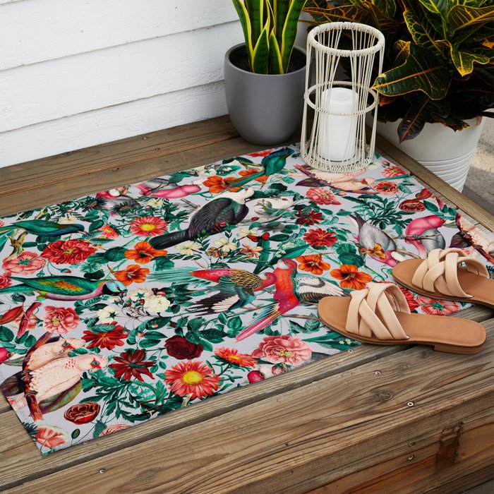 FLORAL AND BIRDS XIV Outdoor Rug Gallery Image 2