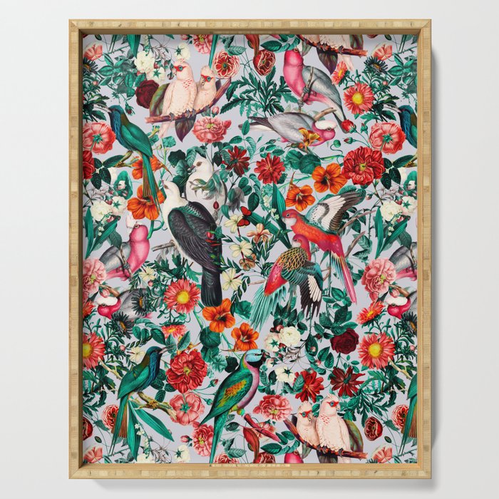 FLORAL AND BIRDS XIV Serving Tray Gallery Image 1