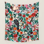 FLORAL AND BIRDS XIV Wall Tapestry Gallery Image 4