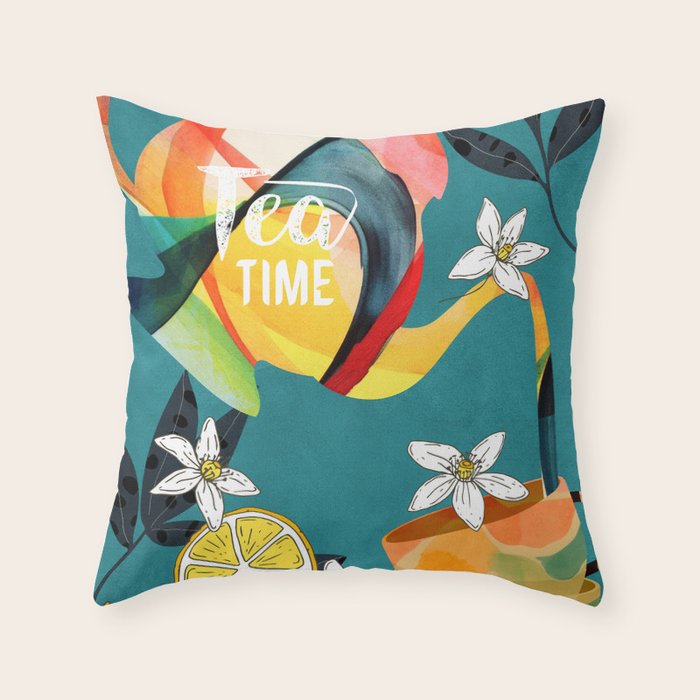 Tea Time 3 Throw Pillow Gallery Image 1