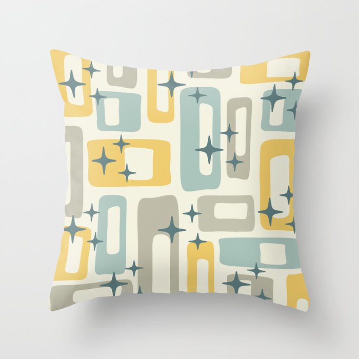 Mid Century Modern Abstract 132 Winter Yellow Gray and Blue Throw Pillow Gallery Image 6