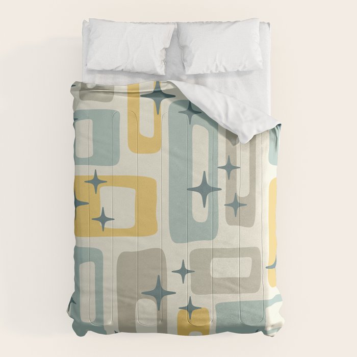 Mid Century Modern Abstract 132 Winter Yellow Gray and Blue Comforter Gallery Image 6
