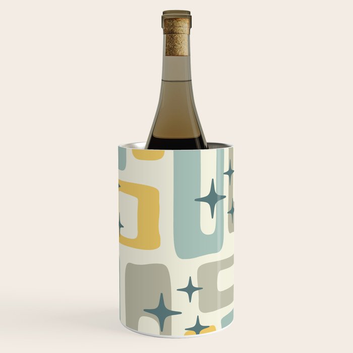 Mid Century Modern Abstract 132 Winter Yellow Gray and Blue Wine Chiller Gallery Image 1