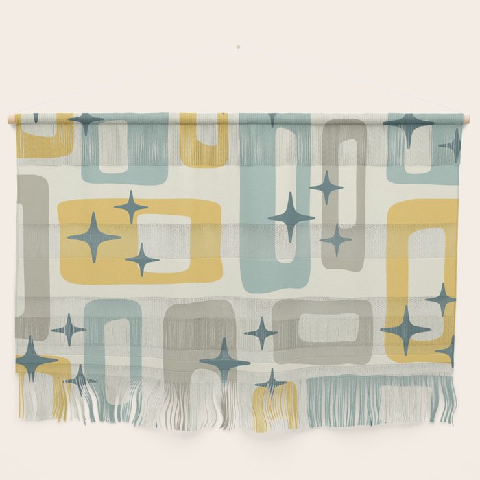Mid Century Modern Abstract 132 Winter Yellow Gray and Blue Wall Hanging Gallery Image 1