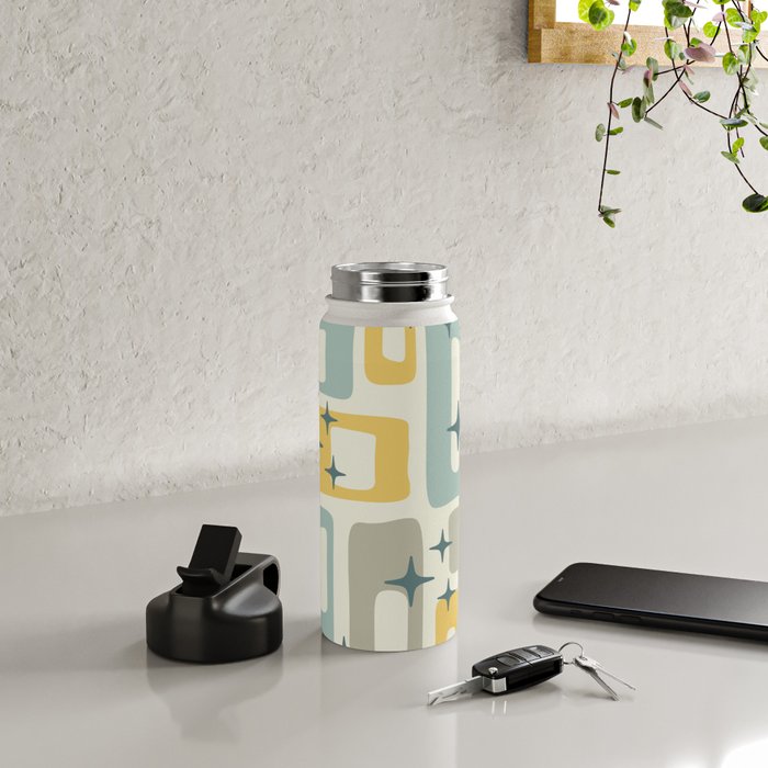 Mid Century Modern Abstract 132 Winter Yellow Gray and Blue Water Bottle Gallery Image 4