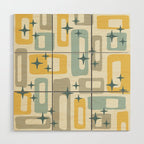 Mid Century Modern Abstract 132 Winter Yellow Gray and Blue Wood Wall Art Gallery Image 1