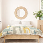 Mid Century Modern Abstract 132 Winter Yellow Gray and Blue Duvet Cover Gallery Image 3
