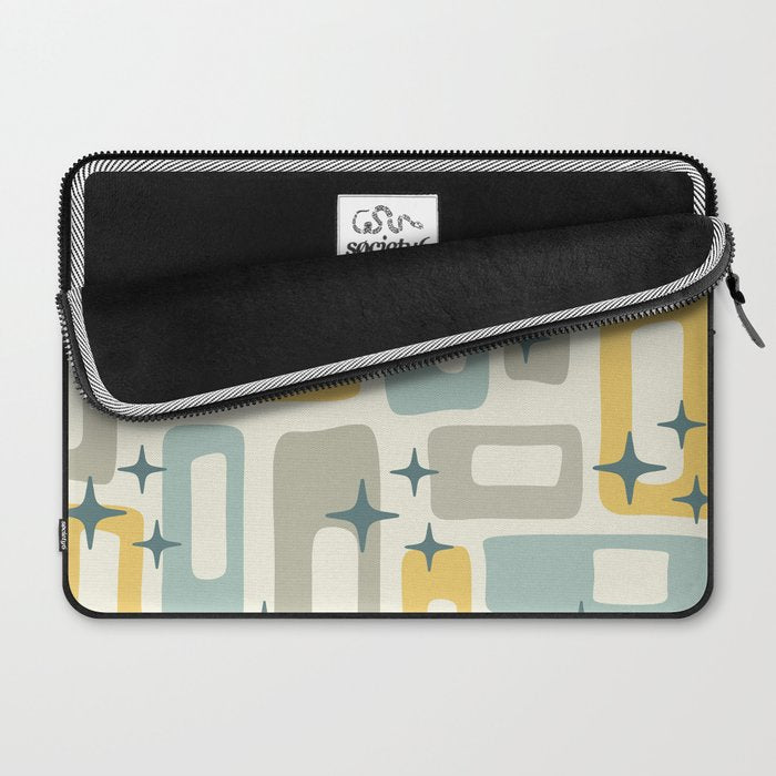 Mid Century Modern Abstract 132 Winter Yellow Gray and Blue Laptop Sleeve Gallery Image 2
