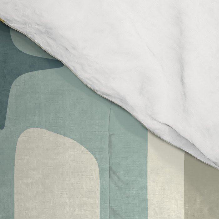 Mid Century Modern Abstract 132 Winter Yellow Gray and Blue Comforter Gallery Image 4
