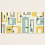 Mid Century Modern Abstract 132 Winter Yellow Gray and Blue Desk Mat Gallery Image 3