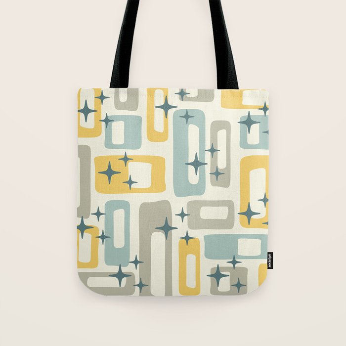 Mid Century Modern Abstract 132 Winter Yellow Gray and Blue Tote Bag Gallery Image 1