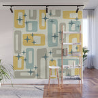 Mid Century Modern Abstract 132 Winter Yellow Gray and Blue Wall Mural Gallery Image 1