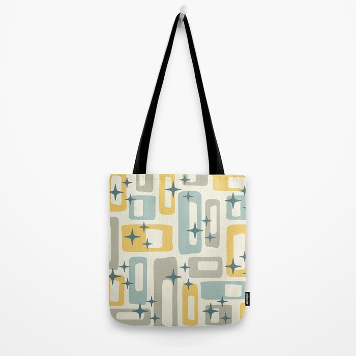 Mid Century Modern Abstract 132 Winter Yellow Gray and Blue Tote Bag Gallery Image 2